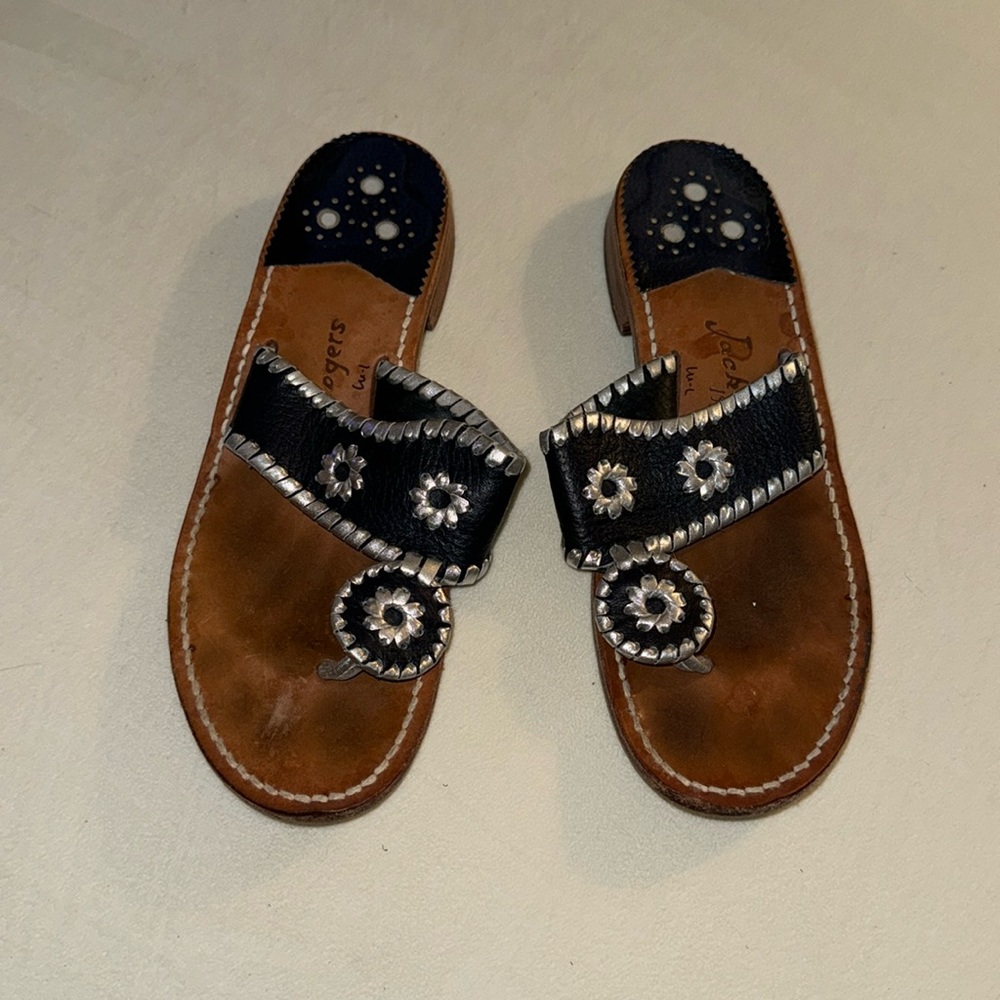 Jack Rogers Sandals in Navy and Silver